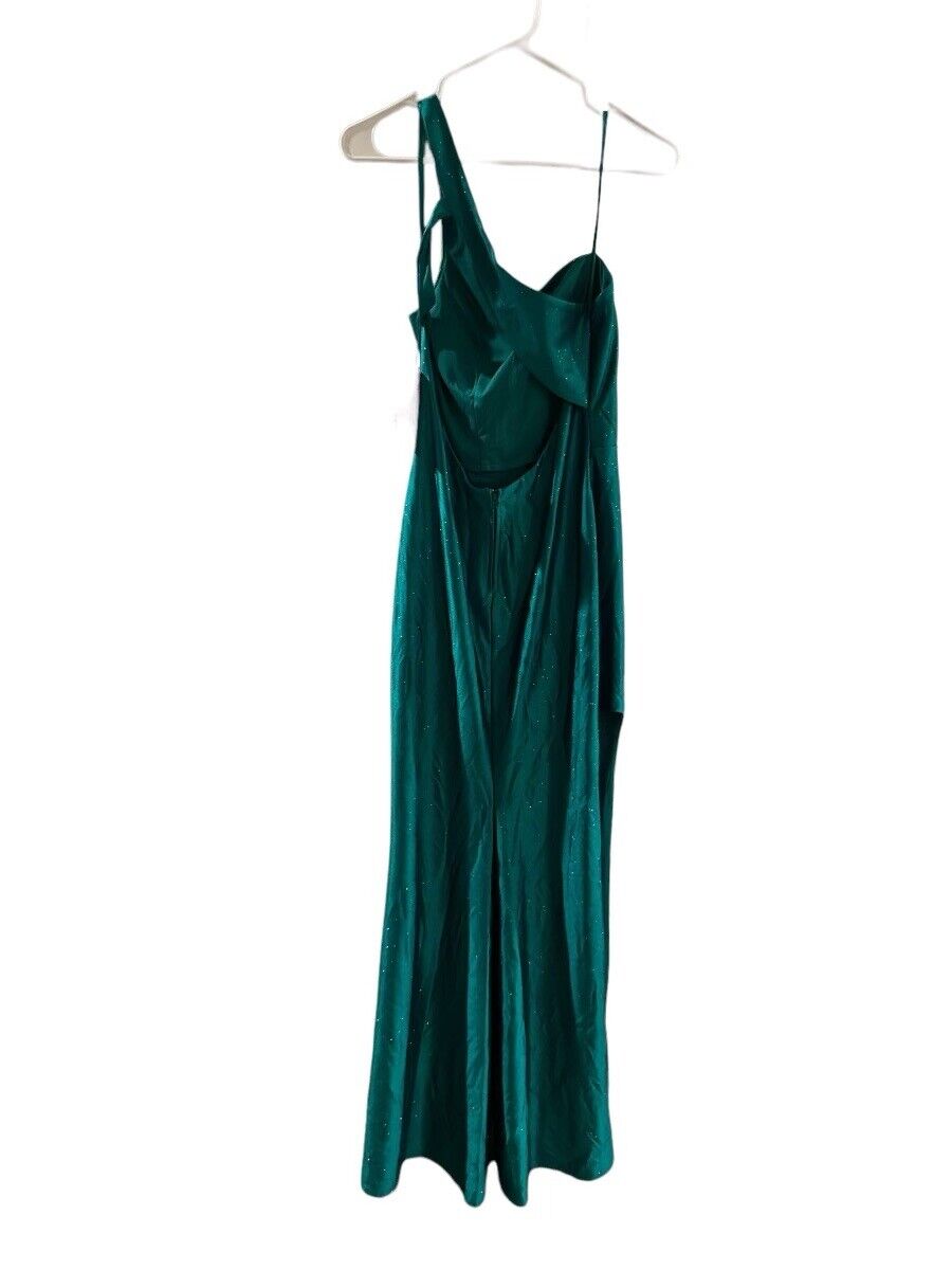 City Studios Juniors' Glitter One-Shoulder Gown, Jade, Size 7/8