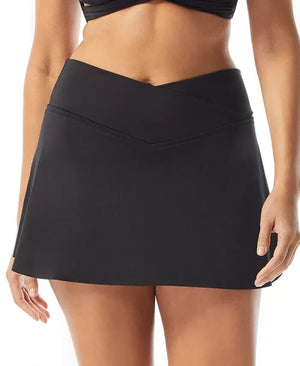 Coco Reef Women's Serene Cross-Over Swim Skort, Black, XL