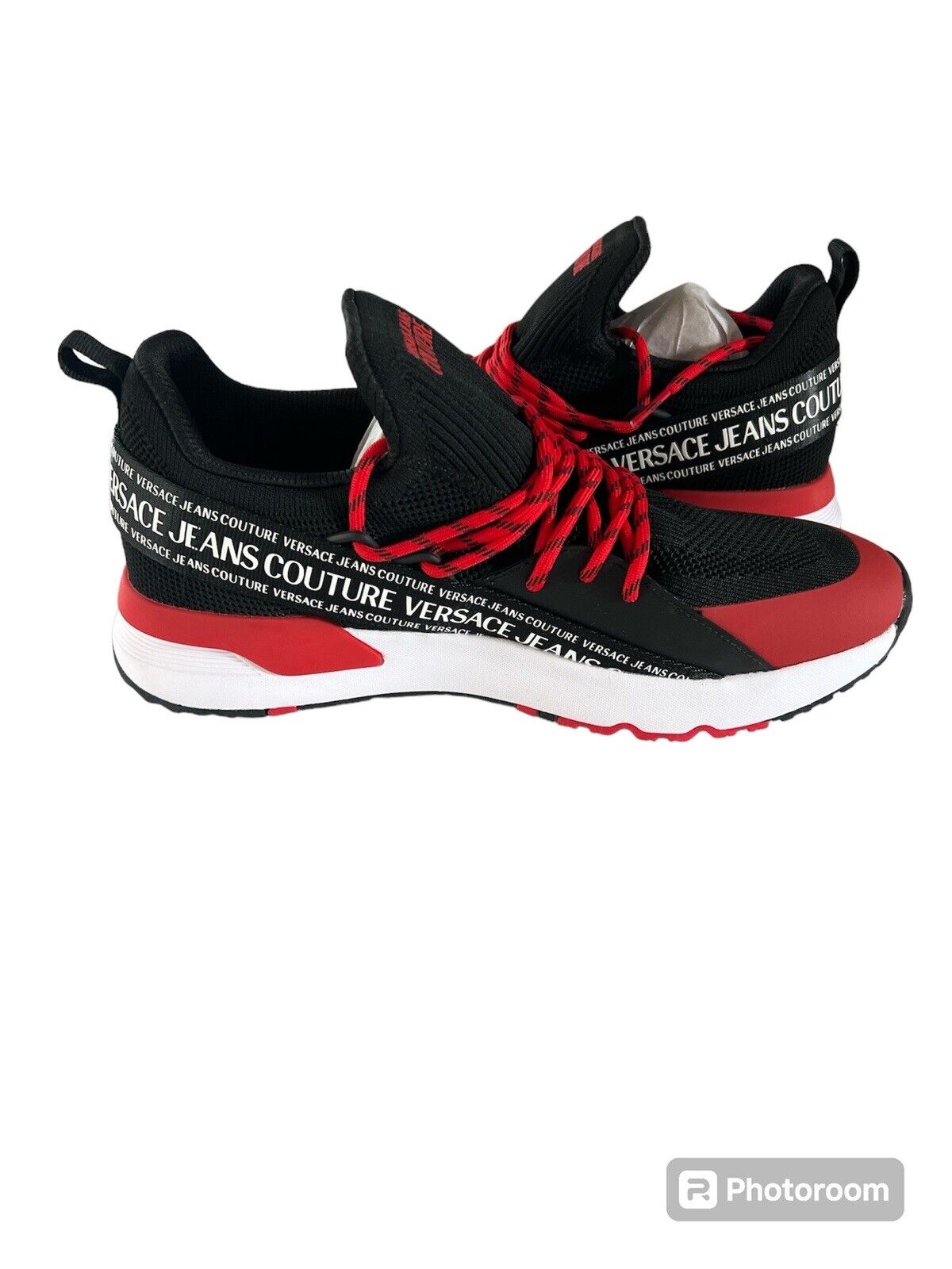 Versace Jeans Couture Dynamic Logo Sneakers-Black & Red-Size 9