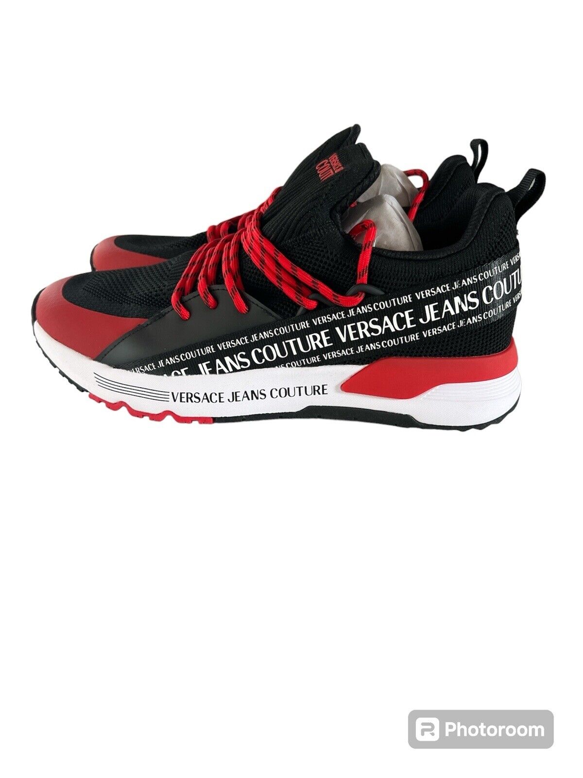 Versace Jeans Couture Dynamic Logo Sneakers-Black & Red-Size 12