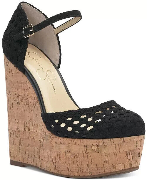 Jessica Simpson Marshela Ankle-Strap Platform Sandals, Black Microsuede, 10M