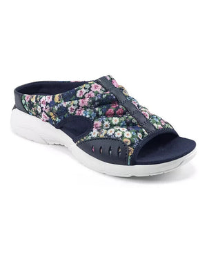 Easy Spirit Women's Traciee Casual Flat Sandals, Dark Blue Floral, 6.5N