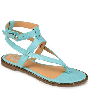 Journee Collection Women's Tangie Ankle Strap Flat Sandals, Blue, 10M