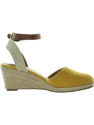 Style & Co Women's Mailena Faux Suede Buckle Wedge Sandals, Dark Yellow, 9M