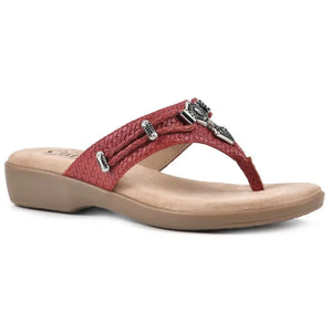 Cliffs by White Mountain Women's Black Woven Thong Wedge Sandals, Red, 8M