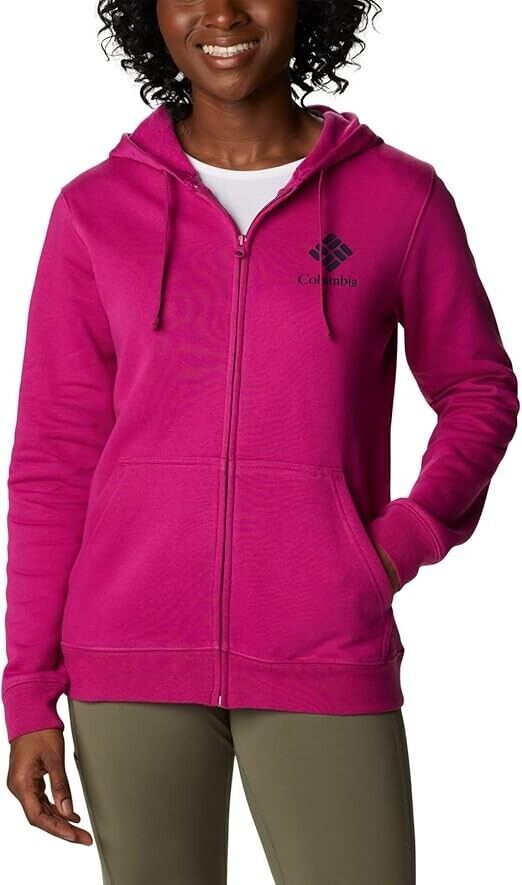 Columbia Women's Trek Graphic-Logo Full Zip Hoodie, Wild Fuchsia, XXL