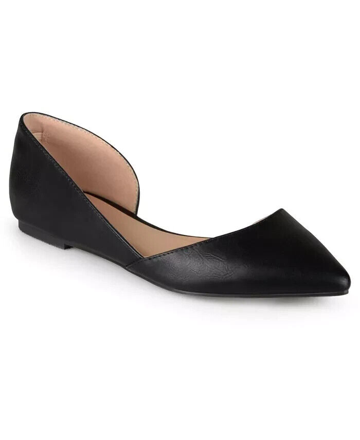 Journee Collection Women's Cortni Pointed Toe d'Orsay Flats, Black, 7W