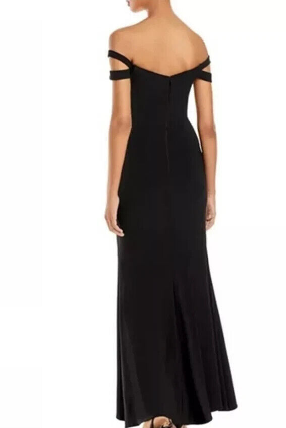 AQUA Off-the-Shoulder Gown, Black, Size 4