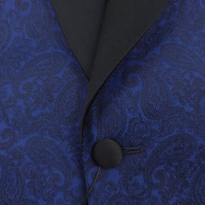 Ted Baker Paisley Jacquard Satin Shawl Dinner Jacket, Blue, 40S