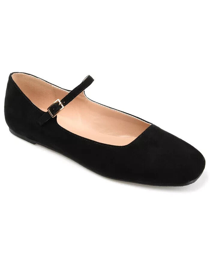 Journee Collection Women's Carrie Mary Jane Flats, Black, 9M