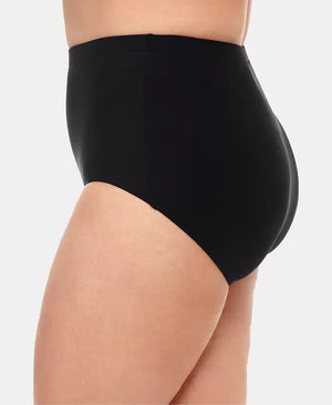 Swim Solutions Plus Size Mid-Rise Tummy-Control Swim Bottoms , Black, 18W