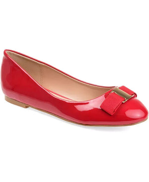 Journee Collection Women's Kim Ballet Faux Leather Flats, Red, 9M