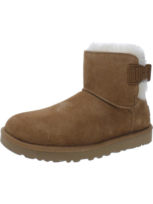 UGG Women's Bailey Logo Strap Suede Faux Fur Lined Winter Boots, Chestnut, 8M