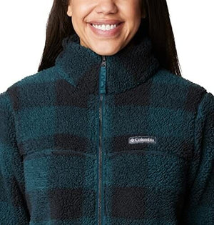 Columbia Women's West Bend Full Zipper Fleece Jacket, Night Wave Check, XL