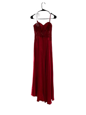 Blondie Nites Juniors' Illusion Applique Charmeuse Gown, Red, Size 3