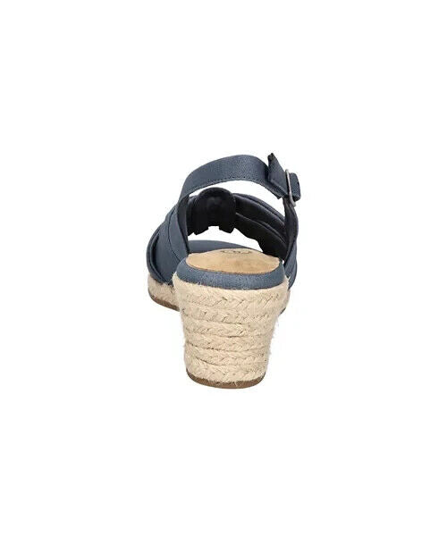 Bella Vita Women's Cheerful Espadrille Wedge Sandals, Navy Linen Print, 8N