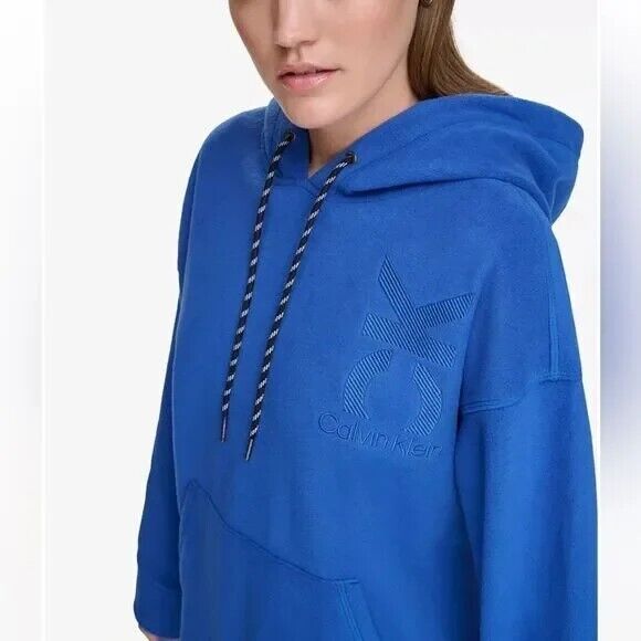 Calvin Klein Performance Women's Embroidered Fleece Hoodie, Mazarine Blue, M