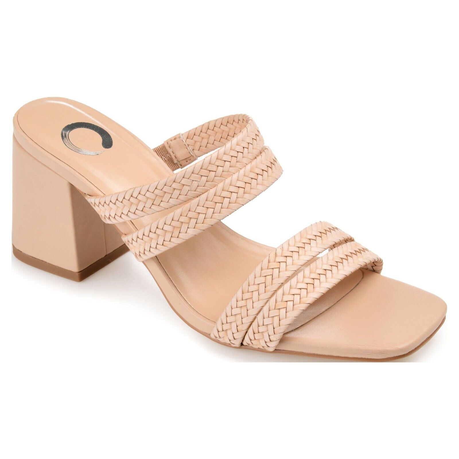 Journee Collection Women's Natia Open Square Toe Block Heel Sandals, Tan, 6W