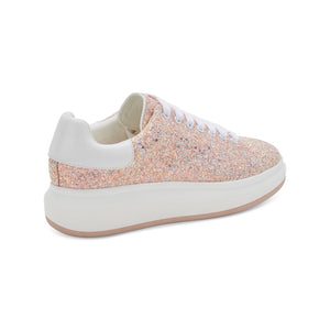 Blondo Women's Diva Lace-Up Low-Top Sneakers, Blush Sequin, 6.5M