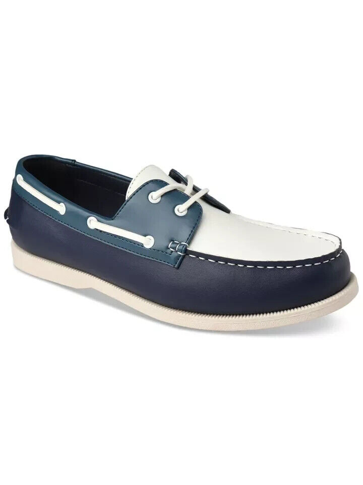 Club Room Men's Comfort Elliot Round Toe Lace-up Boat Shoes, Medium Blue, 10.5