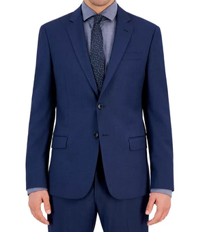 AX Armani Exchange Men's Slim-Fit Blue Textured Wool Blend Suit Jacket, Blue 44R