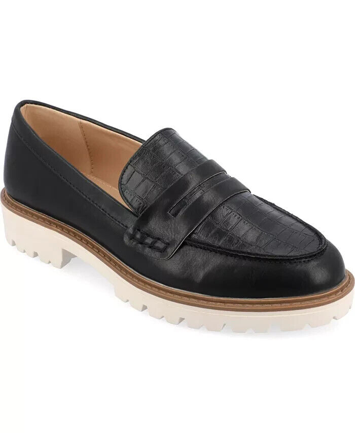 Journee Collection Women's Tru Comfort Kenly Lug Sole Loafer Flats, Black, 7M