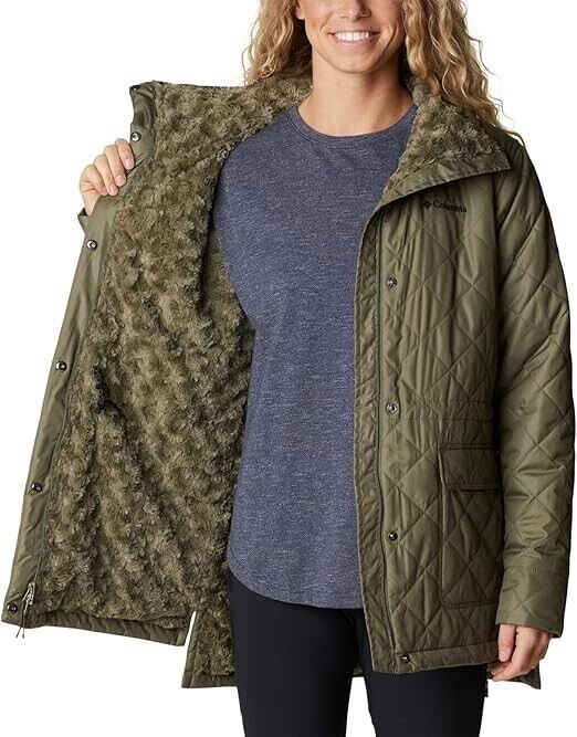 Columbia Women's Copper Crest Novelty Quilted Puffer Coat, Stone Green, XL