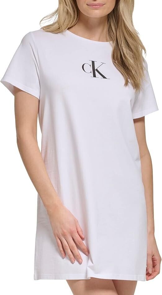 Calvin Klein Woman's Logo T-Shirt Dress Swim Cover-up, Soft White, XL