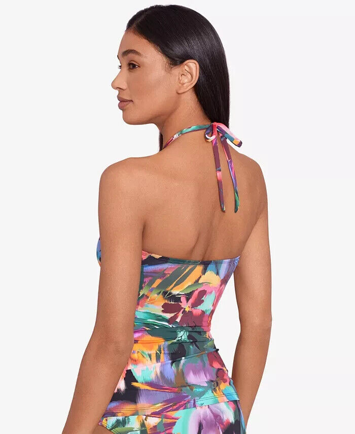 Lauren Ralph Lauren Women's High-Neck Halter Tanki Swim Top, Jungle Paradise, 6