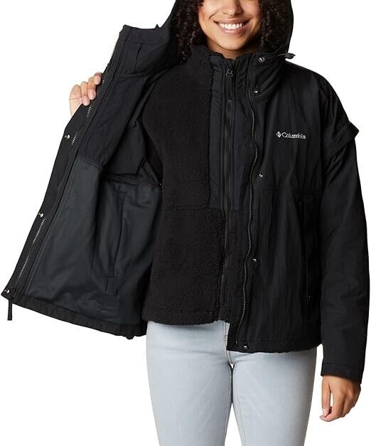 Columbia Women's Laurelwoods II Interchange Hooded Jacket, Black, XS