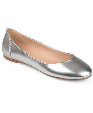 Journee Collection Women's Comfort Ballet Kavn Flats, Silver, 8.5M