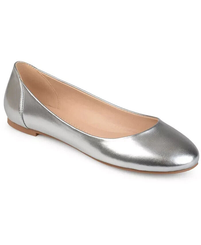 Journee Collection Women's Comfort Ballet Kavn Flats, Silver, 8.5M