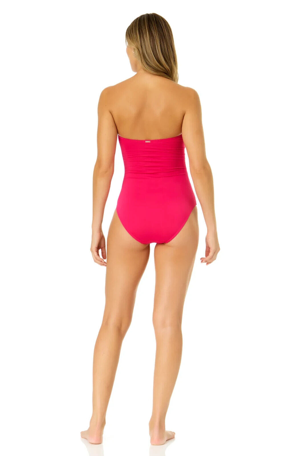 Anne Cole Twist-Front Ruched One-Piece Swimsuit, Hot Pink, 12