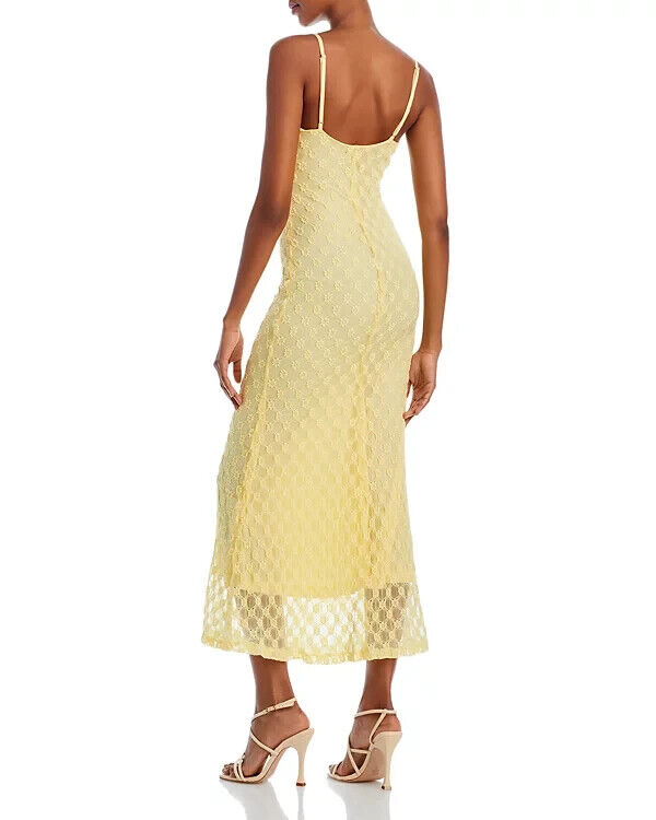 Bardot Adoni Floral Mesh Midi Slip Dress, Canary Yellow, Size 2