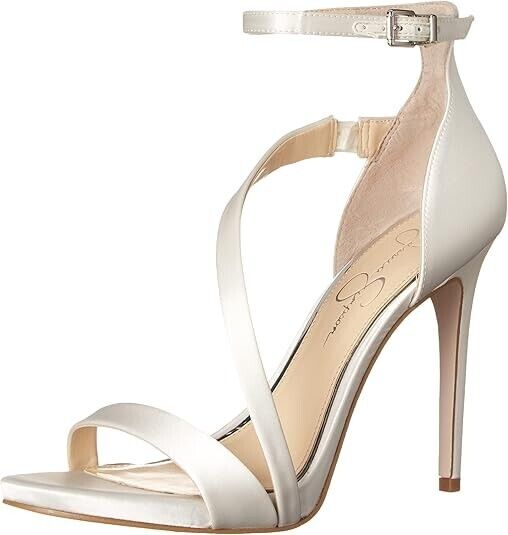 Jessica Simpson Women's Rayli Asymetric Ankle-Strap Dress Sandals, White, 8M