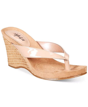 Style & Co Women's Chicklet Wedge Thong Sandals, Nude, 10.5M