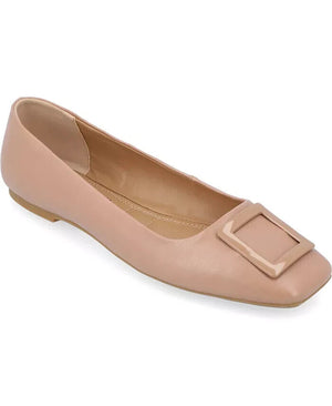 Journee Collection Women's Zimia Square Toe Ornamented Ballet Flats, Tan, 11M