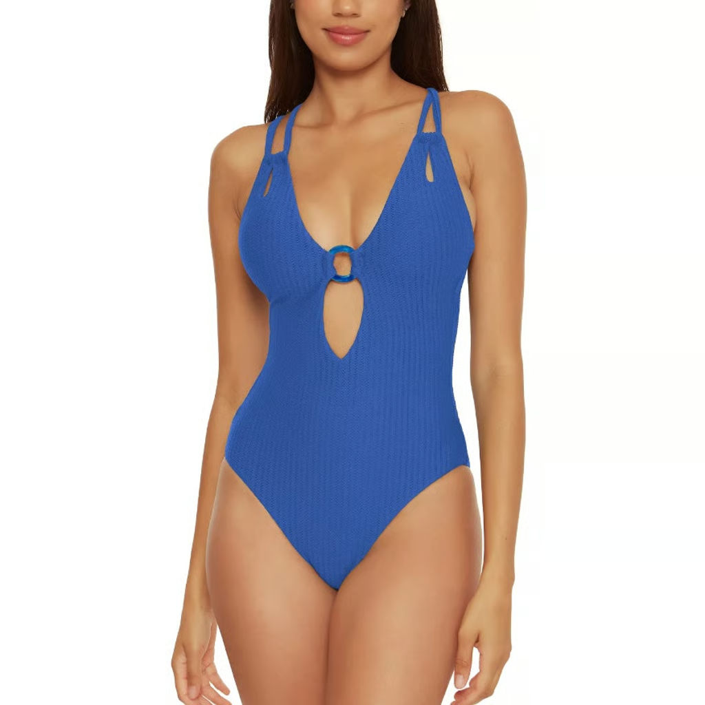 Becca Line in the Sand One-Piece Swimsuit, Blue Jay, L