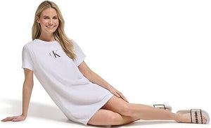 Calvin Klein Woman's Logo T-Shirt Dress Swim Cover-up, Soft White, XL