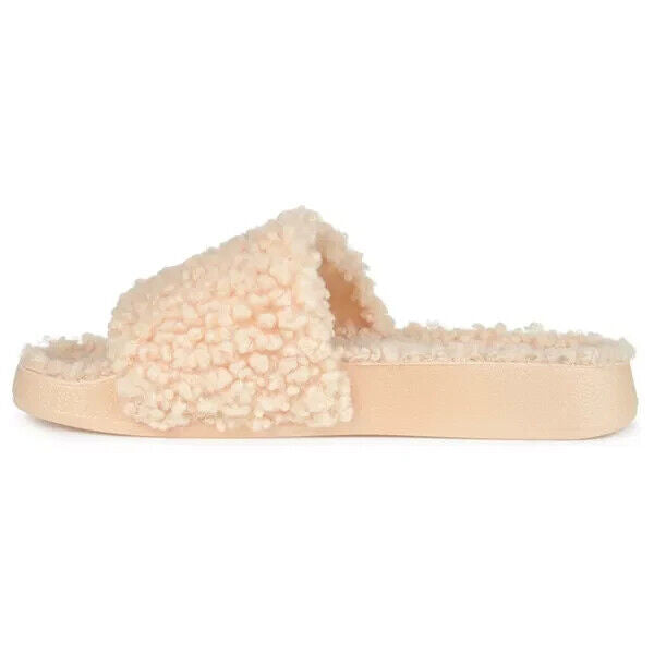 Journee Collection Women's Faux Fur Haimi Slide Sandal, Beige, 9M