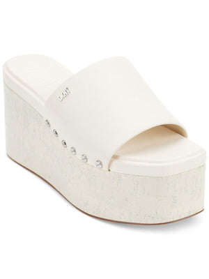 DKNY Alvy Studded Platform Wedge Slide Sandals, Eggnog, 10M