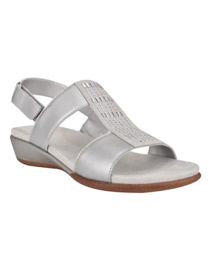 Easy Spirit Women's Hazel Open Toe Slingback Casual Sandals, Silver, 10M