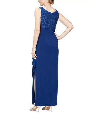 Alex Evenings Embellished Gown and Jacket Royal, Blue, Size 12