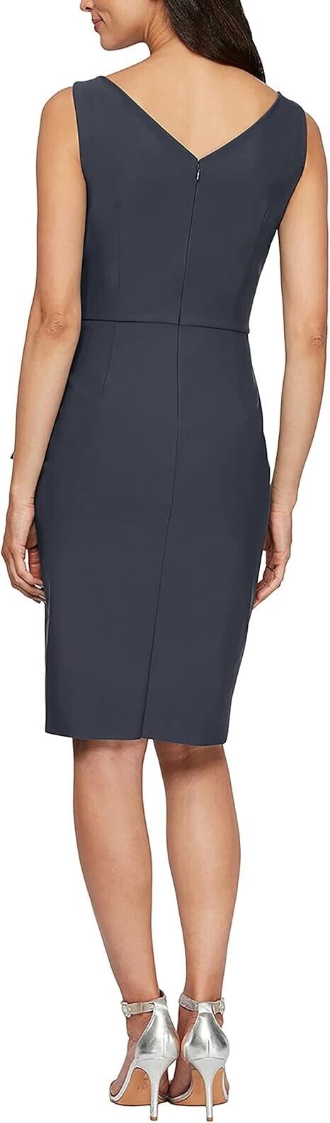 Alex Evenings Embellished Ruched Sheath Dress, Charcoal, Size 2