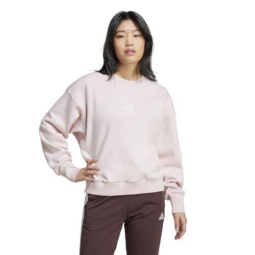 Adidas Women's All SZN Fleece Loose Sweatshirt, Sandy Pink, XL