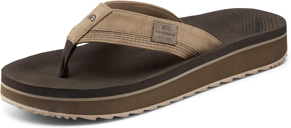 Cobian  Men's Roca Rise Flip Flop Sandals, Tan, 9