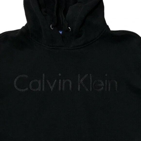 Calvin Klein Performance Women's Logo Drop-Shoulder Fleece Hoodie, Black/White,M