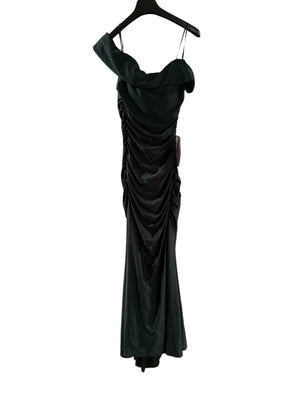 B Darlin Juniors' Ruched Off-the-Shoulder Gown, Hunter/Dark Green, Size M