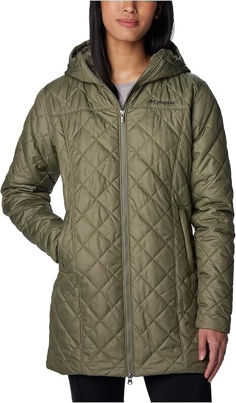 Columbia Women's Copper Crest Hooded Fleece-Lined Mid-Length Coat, Stone Green,S