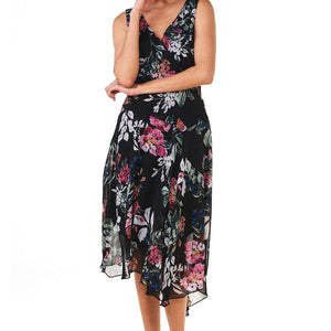 Connected Plus Size Floral-Print Sleeveless, Black, Size 16W